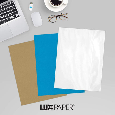 LUXPaper 8.5" x 11" Paper | Letter Size | Glossy White | 65lb. Text | 50 Qty