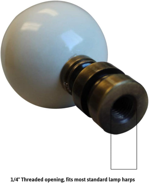 Finial Showcase 35mm 2" Ceramic Ivory Ball Antique Base Lamp Finial h