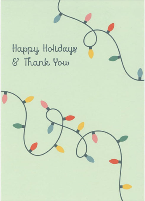 Sellers Publishing RSVP Happy Holidays and Thank You: Curving Light Strings on Light Green