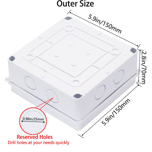 Junction Box, Zulkit Project Box with Reserved Holes, IP65 Waterproof Dustproof Electrical Box ABS Plastic
