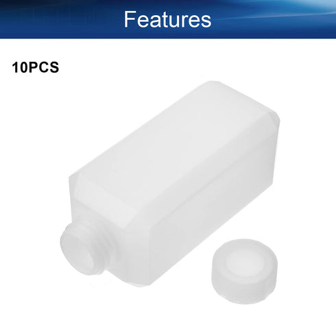 Bettomshin 10Pcs Narrow Mouth HDPE Reagent Bottle, 250mL/8.45oz Square Plastic Lab Chemical Bottle, Leak Proof,