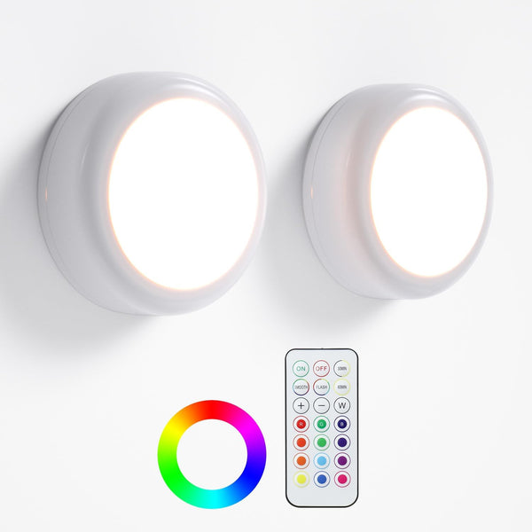 BESTDLCLITE LED Puck Lights with Remote Control, Under Cabinet Lighting Stick on Tap/Push