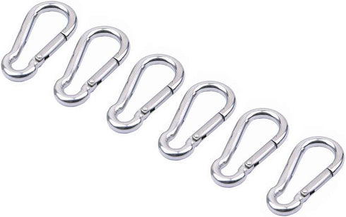 Carabiner Clip, Spring Snap Hooks, Heavy Duty Stainless Steel 304 Hooks, Indoor/Outdoor Rope Connector 6Pack