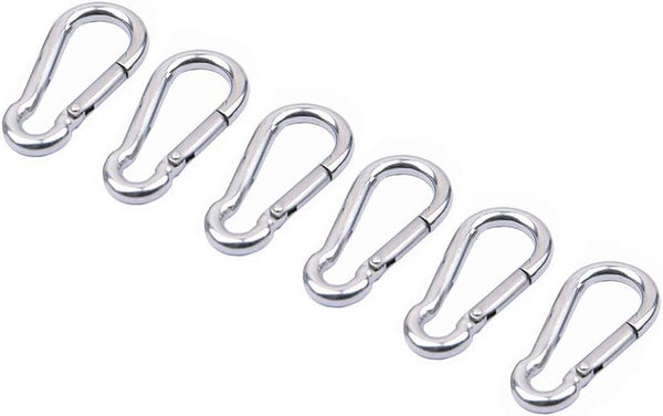 Carabiner Clip, Spring Snap Hooks, Heavy Duty Stainless Steel 304 Hooks, Indoor/Outdoor Rope Connector 6Pack