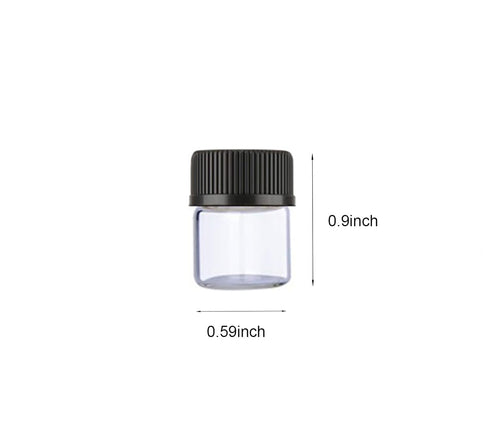 JJKMALL 50Pcs Clear Sample Glass Bottles 1ml with Orifice Reducer, 1pc Gift Storage Bag, 1pc 3ml Dropper