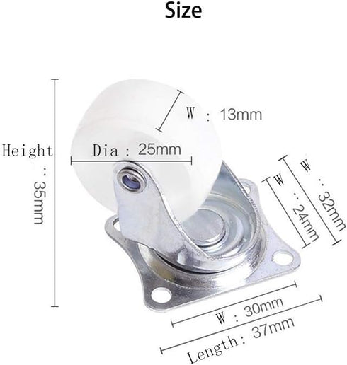 HOWDIA 1 Inch Swivel Caster Wheels, 360° Rotatable Rubber Base Trolley Wheels, 8-Pack Heavy-Duty Non-Marking Design