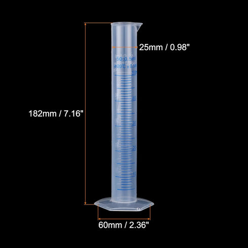 uxcell Plastic Graduated Cylinder, 50ml Measuring Cylinder, Test Tube Beakers, 2-Sided Metric Marking, Clear Hex Base for Lab Home 10Pcs