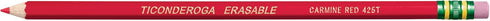 TICONDEROGA Erasable Checking Pencils, Pre-Sharpened with Eraser, Red, Pack of 2 (13901)