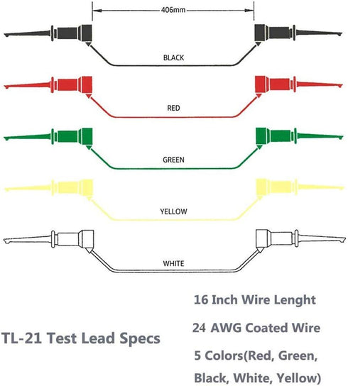 Testing Hook Clip Probe Test Leads, Electronics Silicone Test Leads, 50cm/19.7Inch Length, 5pcs