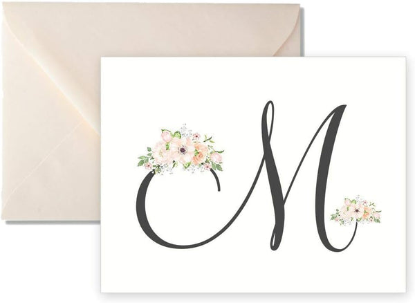 All That Glitters Invitations Womens Personalized Stationary Folded Note Cards - Monogram Gift for Women, Set