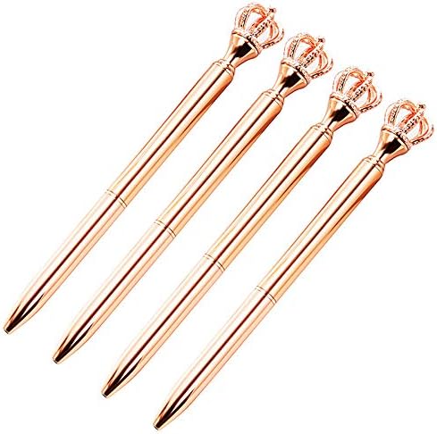 U Scinan 4 PCS Crown Top Ballpoint Pen, Classic Metal Black Ink Office Supplies Gift