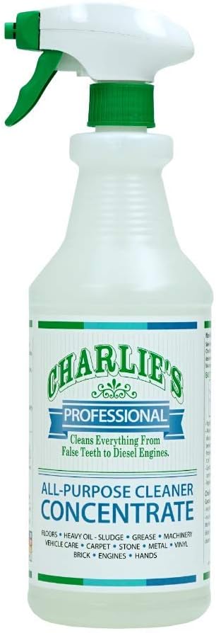 CHARLIE'S PROFESSIONAL Biodegradable Non-Toxic All Purpose Cleaner Concentrate, 32oz Spray Bottle