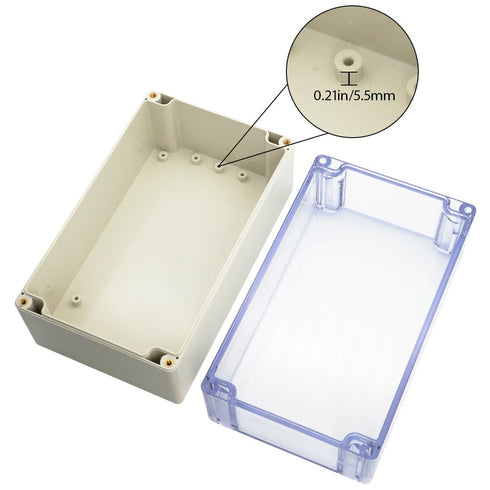 LeMotech IP65 Electrical Enclosure Box, Dustproof Waterproof Junction Box, Grey with Clear Cover, 7.9 x 4.7 x 4.4 inch