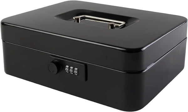 KYODOLED Large Cash Box with Combination Lock Safe Metal Money Box with