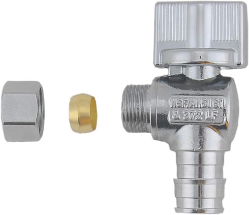 LD Valve - 1/4 Turn Angle PEX A Stop Valve, 1/2-in Exp x 3/8-in OD Proprex Angle Shut Off Valve