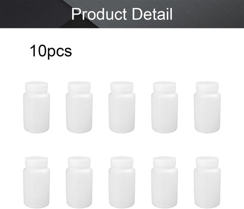 Othmro 10pcs 250ml/8.45oz Plastic Bottles, Lab Cylindrical Chemical Reagent Wide Mouth Storage, White