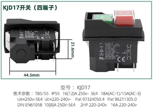 NSIXSURIM 1PC KJD17 4 KJD17F pin Switch Magnetic Meat Drilling Machine/Slicer Button