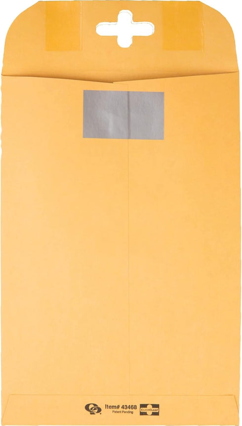 Quality Park Clearclasp Kraft Envelope, 6 x 9, Brown Kraft, Cheese Blade Flap, 100/Box