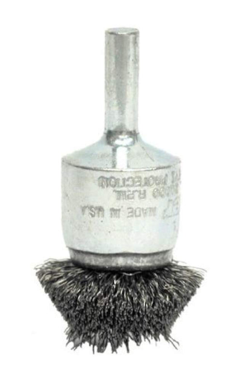 Weiler 10045 1-1/2" Circular Flared Crimped Wire End Brush, .006" Stainless Steel Fill, Made in USA
