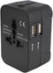 Worldwide All in One Travel Adapter, Universal Plug with 2.1A Dual USB Charging Ports for Asia, Europe, UK, AUS, USA