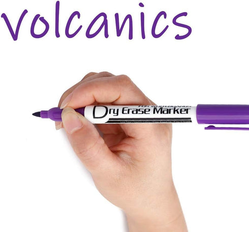 Volcanics Purple Dry Erase Markers, Low Odor Fine Whiteboard Markers, Box of 12