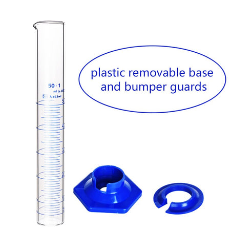 Thick Glass Graduated Cylinder, Measuring Liquid Lab Cylinder with Anti-falling Base and Bumper Guards (50ML)