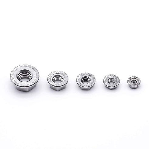 10# 32 Serrated Flange Hex Lock Nuts, 304 Stainless Steel 18-8 Anti-Loose Nuts for Machinery, 50 PCS
