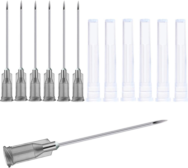 100 Pack 22Ga 1Inch/25mm Disposable Lab Needle Accessories with Cap, Individually Sealed Wrapped