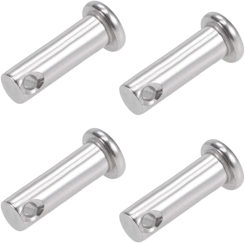 uxcell 8mm X 25mm Single Hole Clevis Pins - 304 Stainless Steel Flat Head Link Hinge Pin, 4Pcs