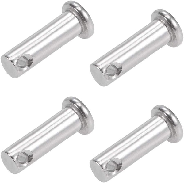 uxcell 8mm X 25mm Single Hole Clevis Pins - 304 Stainless Steel Flat Head Link Hinge Pin, 4Pcs