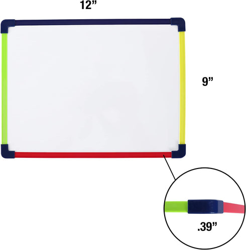 Dry Erase Board, Magnetic Whiteboard 2-Sided 9 x 12 Inches with Colored Frame, Handwriting Lines Front Blank Back by GSM Brands