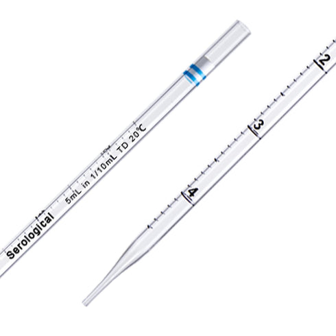Polystyrene Serological Pipettes, 5ml Graduated Plastic Pipette, Individually Wrapped Sterile, Pack of 100