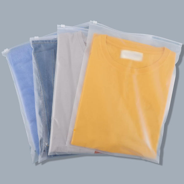 Clothes Packaging Bags for Shipping, 50 Count Frosted Zipper Plastic Bags for Clothing, Thick Plastic Storage Bag