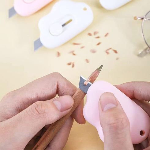 Cute Mini Art Cutter Utility Knife - 3Pcs Cloud Shaped Retractable Box Cutters for Office School DIY Crafts