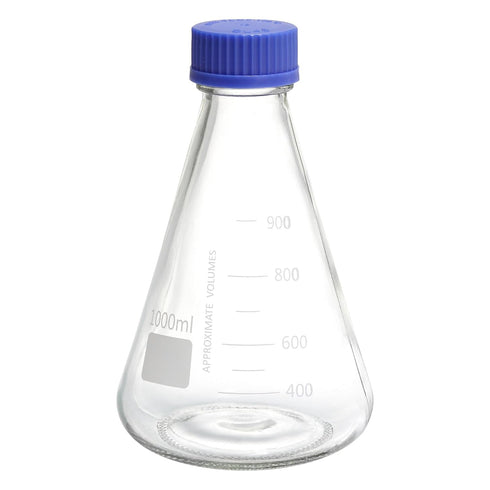 PATIKIL 1000ml Erlenmeyer Flask, Narrow Mouth Graduated Borosilicate Glass Flask with Screw Cap for Lab