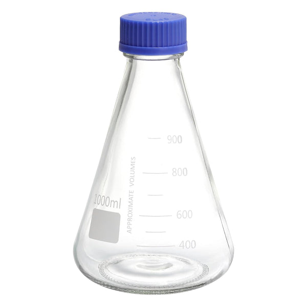 PATIKIL 1000ml Erlenmeyer Flask, Narrow Mouth Graduated Borosilicate Glass Flask with Screw Cap for Lab