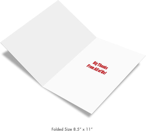 NobleWorks Big Thanks From The Kids, Teacher Parent Thank You Greeting Card with Envelope, Extra Large