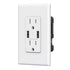 ELEGRP USB Wall Outlet Receptacle, 15 Amp Duplex Tamper Resistant, Dual 4.0 A USB Ports, Glossy White