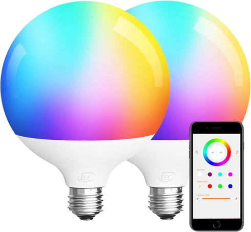 ILC G120 LED Large Globe Light Bulbs, 15W Color Changing, 150W Equivalent, E26 Base, 4000K, 2 Pack