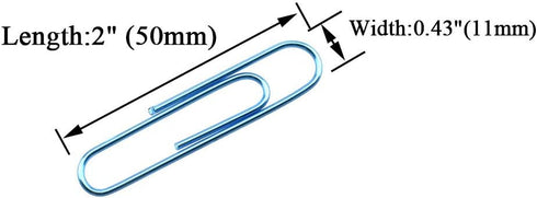 HAHIYO Large Paper Clips, 2 inches Length, Blue Vinyl Coated, 80 Pack for Home Office School