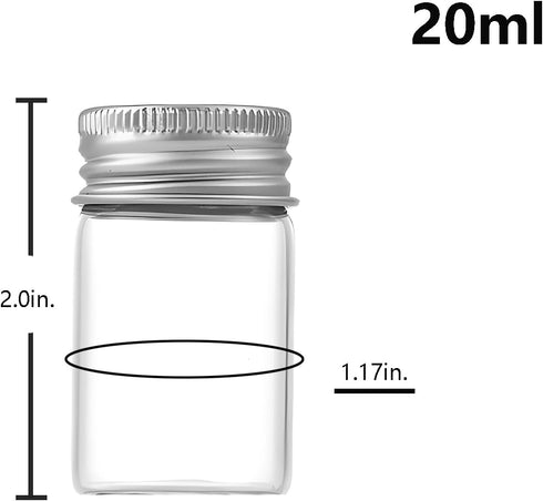 20ml Glass vials 30pcs,With aluminum screw cap30pcs Clear Glass Bottles