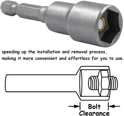 5Pcs Power Nut Driver Set, 1/4 Inch Hex Shank, Magnetic Quick Change Socket Adapter