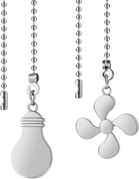 Macuezu 2 PCS Ceiling Fan Pull Chain Extension, Silver 12 Inches Pull Chains,