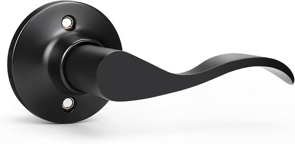 GOBEKOR Right-Handed Black Dummy Door Lever Handle for Closet Doors, Non-Turning Lock for Pantry