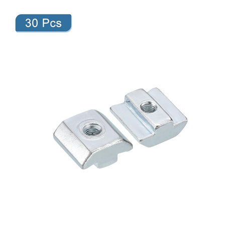 uxcell 30pcs Nickel Plated Carbon Steel T Nuts, M5 Hammer Head Fastener for 4040 Series Aluminum Extrusion Profile,