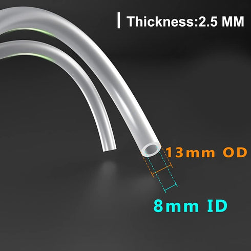 Feelers 8mm ID x 13mm OD High-Strength Silicone Tubing, Thick Food Grade High Temp Pure Silicon Tube, 3.3ft