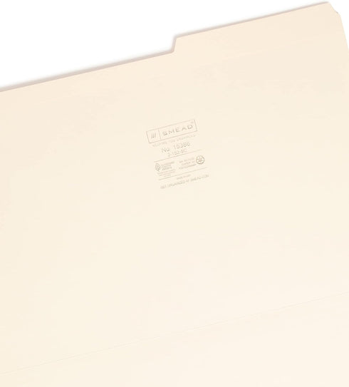 Smead File Folder, Reinforced 2/5-Cut Tab Right Position, Legal Size, Manila, 100 Per Box (15386)
