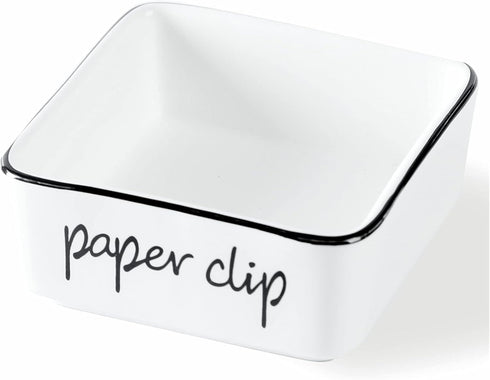 Ceramic Farmhouse Paper Clip Holders for Desk, 3.3-Inch (White)