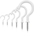 100 PCS Screw in Cup Hooks, 6 Size Vinyl Coated Screw Hooks for Indoor & Outdoor Use, White