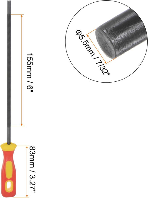 3pcs Chainsaw File - 7/32" High Carbon Hardened Steel Round Rasp with Plastic Handle for Chain Saw Polishing